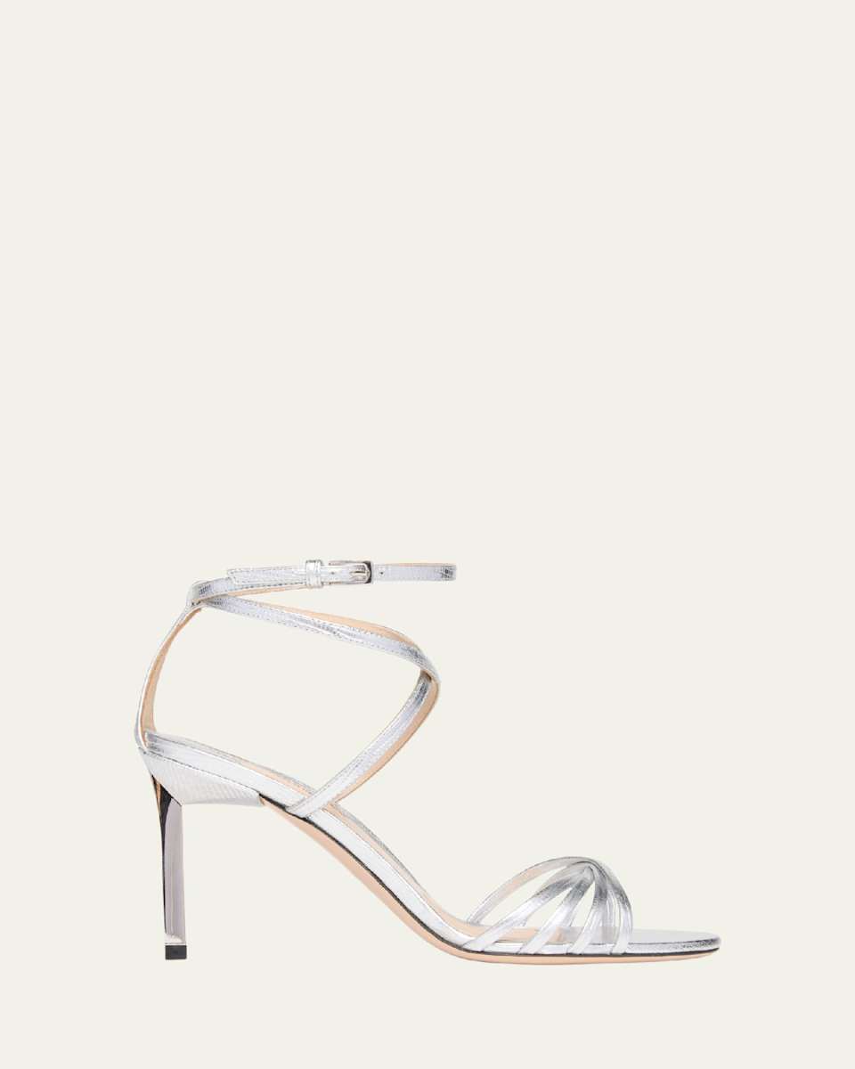 Ida Metallic Leather Ankle-Strap Sandals